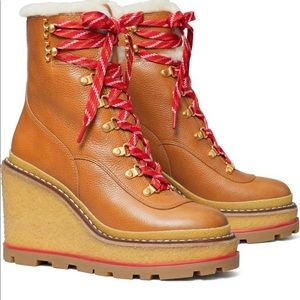 Tory Burch Hiker Wedge Shearling Bootie